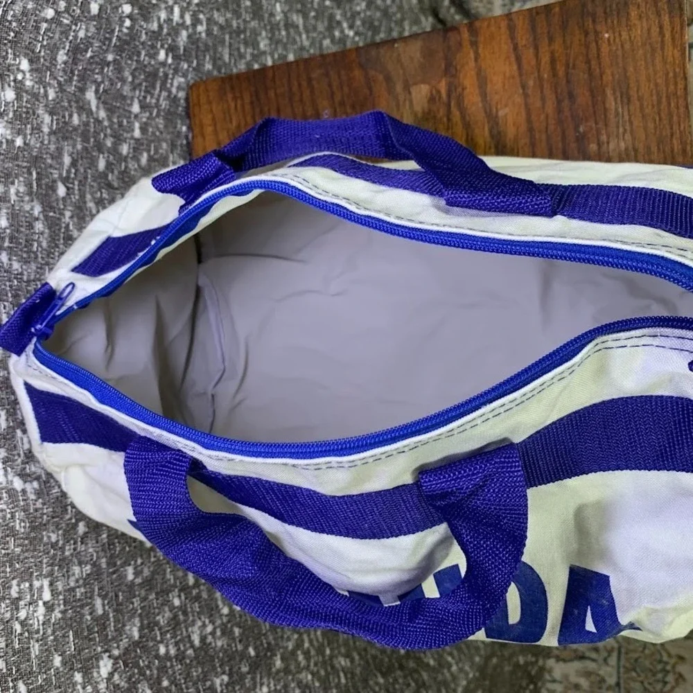 Vintage Bermuda Canvas Duffle Travel Bag Blue/White Double Handle‎